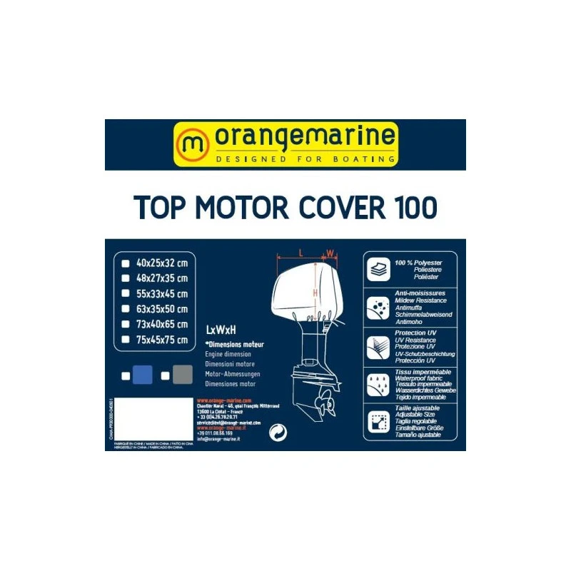HOUSSE CAPOT MOTEUR BATEAU BLEU ORANGEMARINE 75 X 45 X 75 Cm ( 115 à 225 CV) - BLEU 3 HOUSSE CAPOT MOTEUR BATEAU BLEU ORANGEMARINE 75 X 45 X 75 Cm ( 115 à 225 CV) - BLEU – Image 3